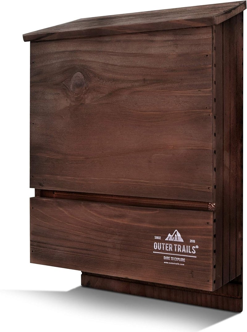 Outer Trails Japanese Cedar Bat House Habitat: Three Chambers, Weatherproof, Easy Install, Brown - Image 1